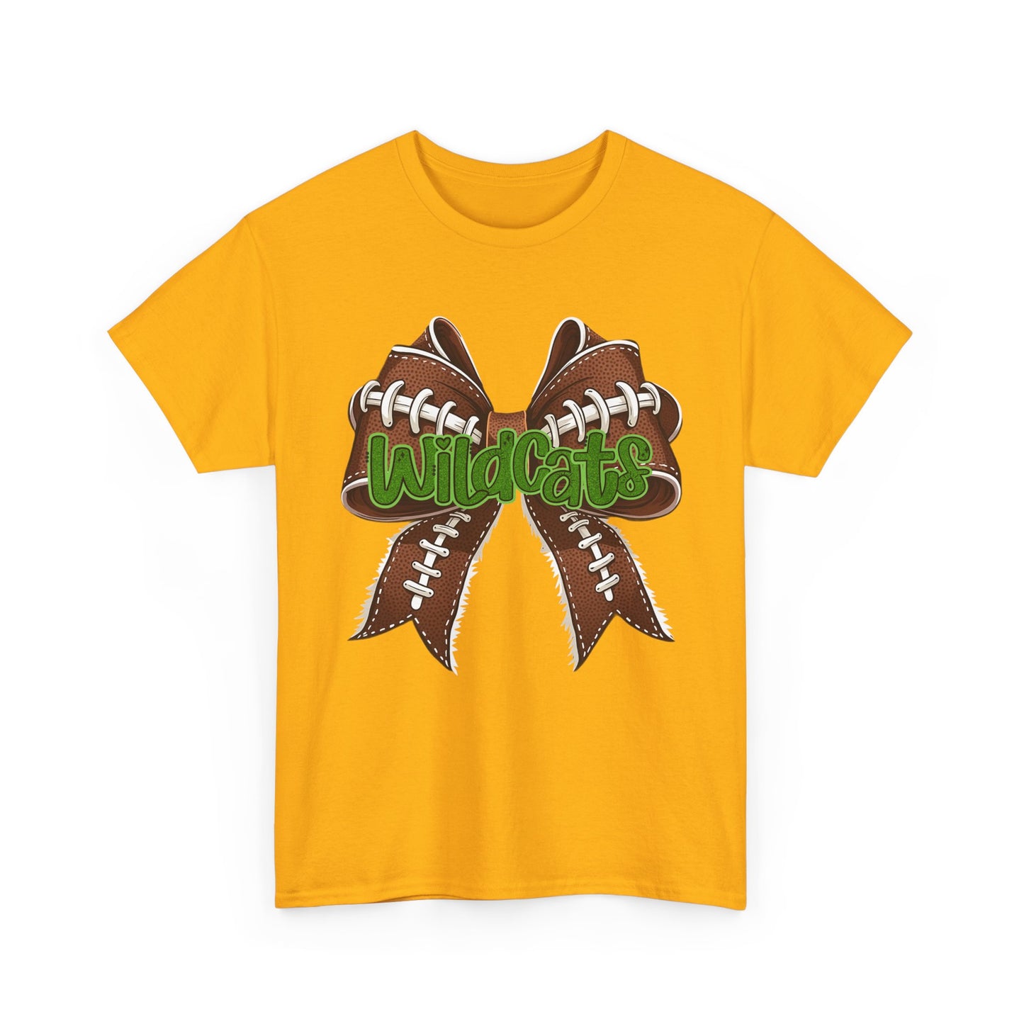Wildcats Football Bow Unisex Heavy Cotton Tee | Sportswear, Team Spirit, Casual Wear, Gifts for Fans, Game Day Outfit