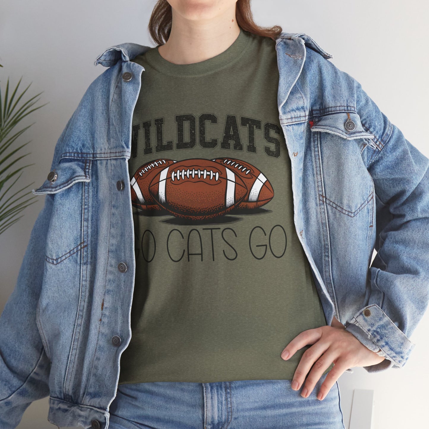 Wildcats Football Spirit Tee - Unisex Heavy Cotton T-Shirt for Fans, Game Day, Tailgating, Sports Events, Gift for Her/Him