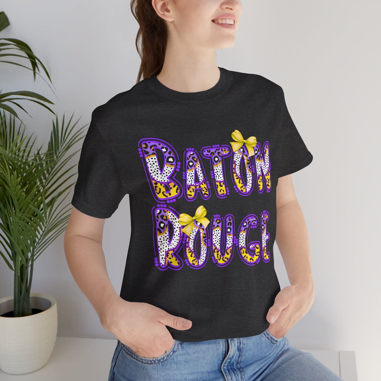 Baton Rouge Graphic Tee, Cute Font, Purple and Gold, LSU, Tigers, Football, Baseball, Team