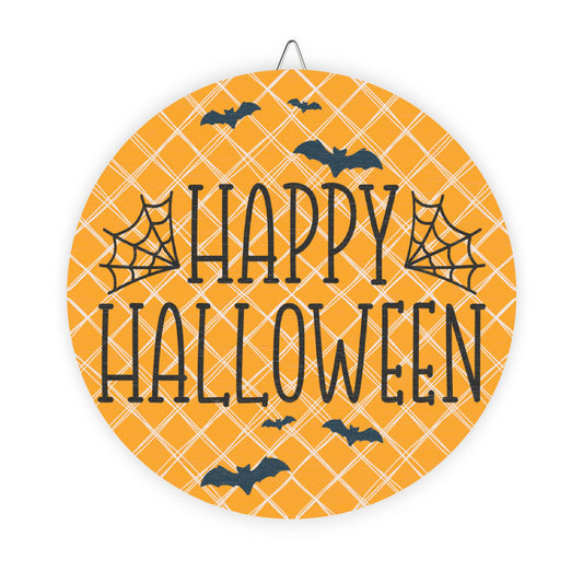 Happy Halloween with bats, Door, Decor, Sign, Wreath, Wooden Door Hanger