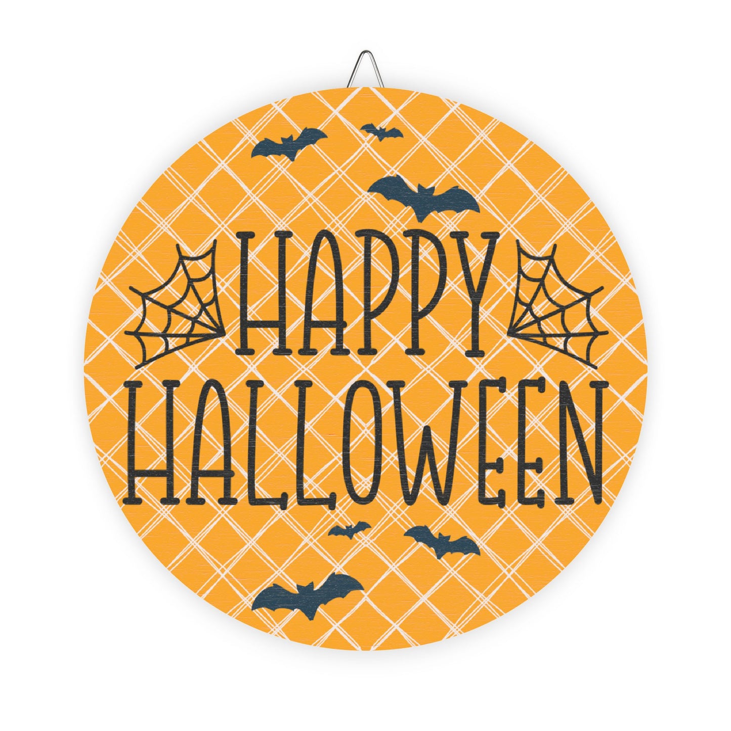 Happy Halloween with bats, Door, Decor, Sign, Wreath, Wooden Door Hanger
