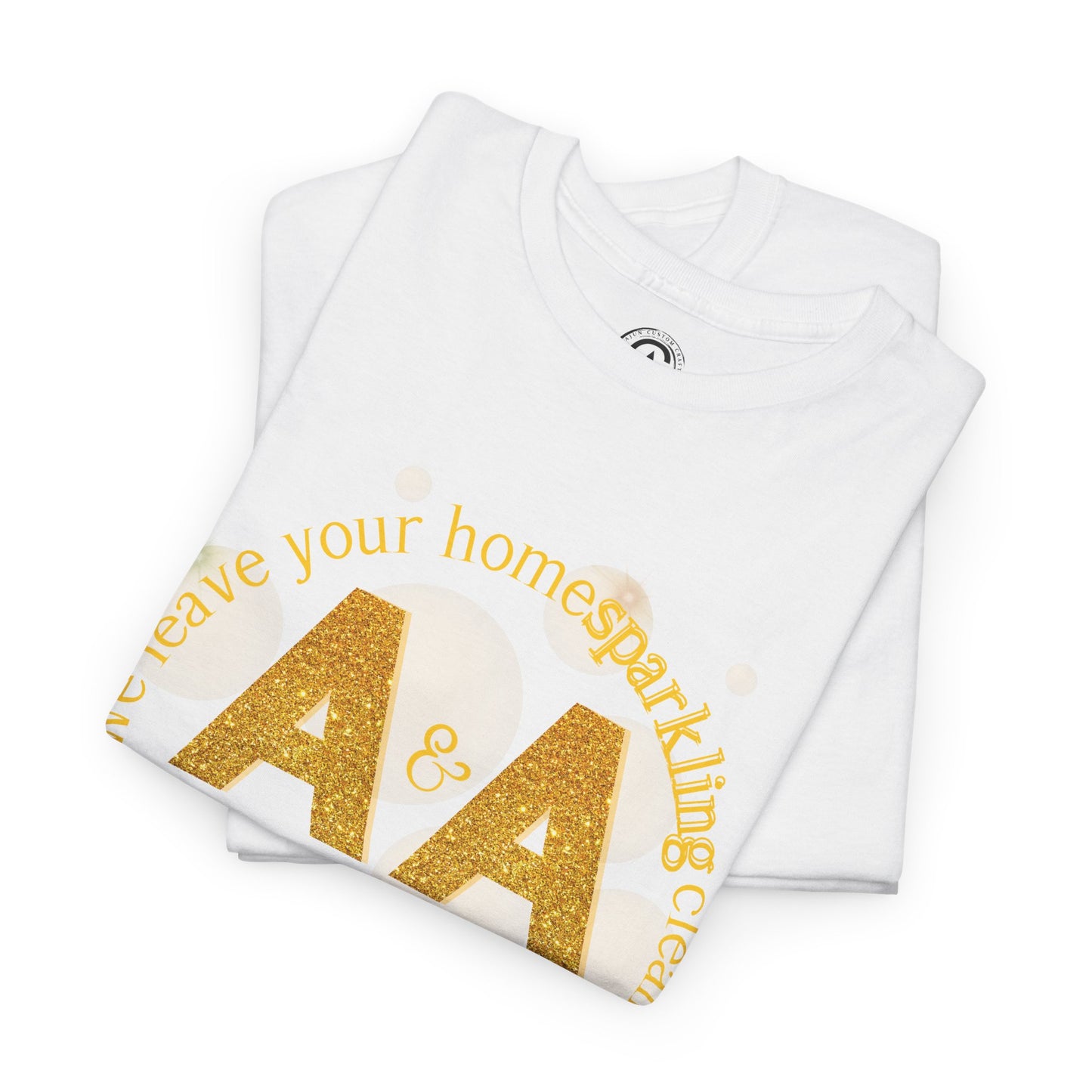 A&A Cleaning Services, Logo, Gold on Purple Crew Neck unisex tshirt, Gildan