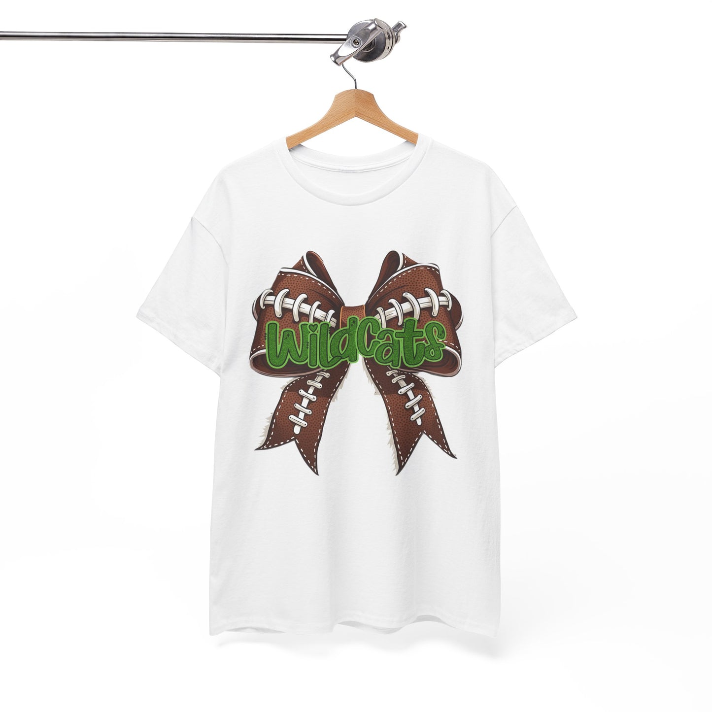 Wildcats Football Bow Unisex Heavy Cotton Tee | Sportswear, Team Spirit, Casual Wear, Gifts for Fans, Game Day Outfit