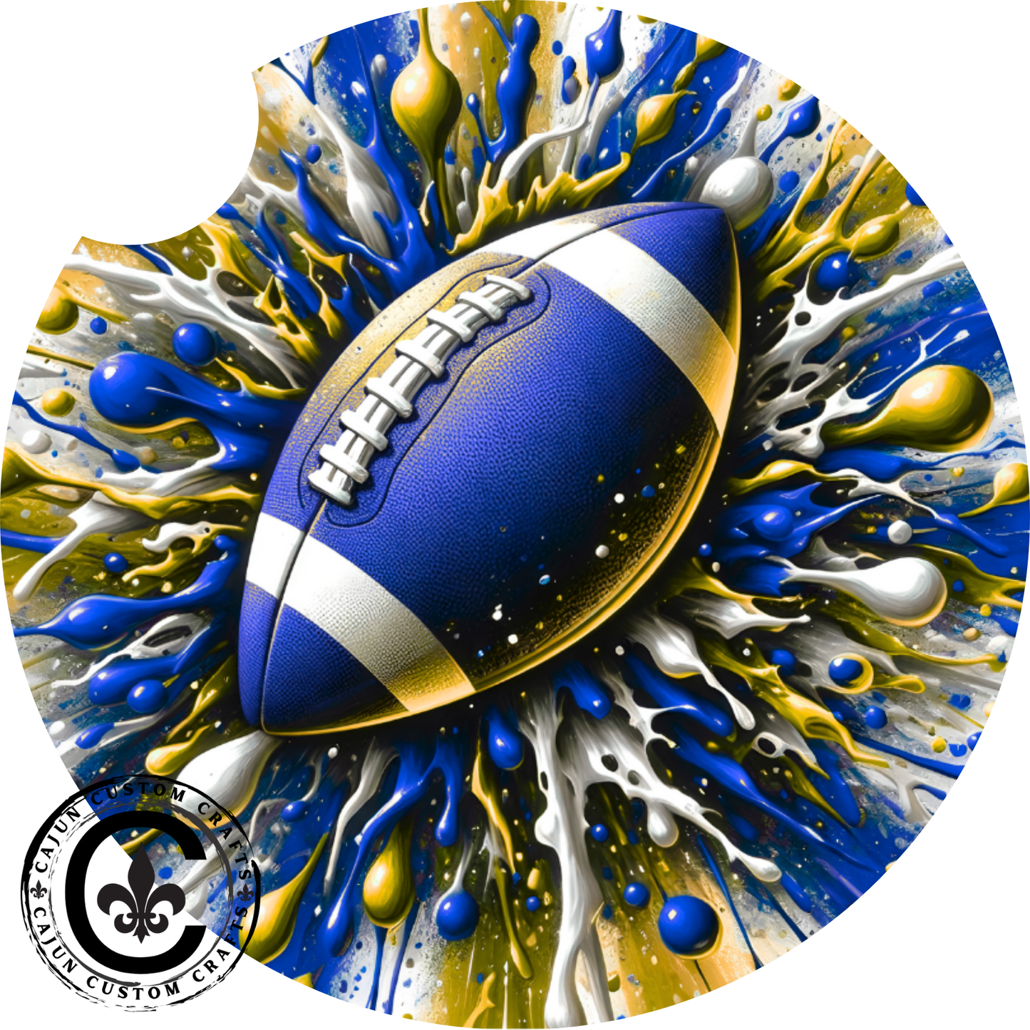 Football, Burst, masculine, blue and yellow, football season, gift for coach