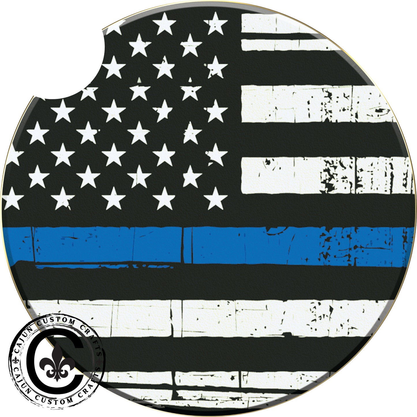 Thin Blue Line Flag Car Coasters, law enforcement, american flag