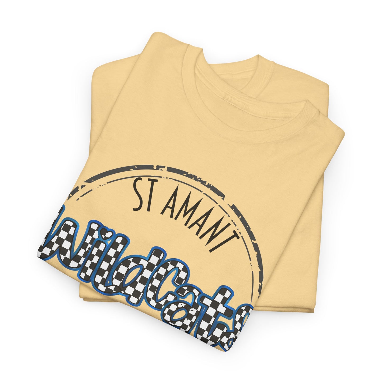 SAMS Wildcats with a black checkered style, Whimsical on a Unisex Tshirt, St Amant Middle School