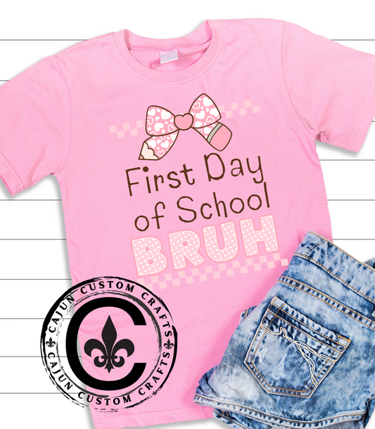 First Day of School Bruh T-Shirt, Cute Kids Tee, Back to School Outfit, Unisex Softstyle Shirt, Funny Student Apparel, School Celebration Top