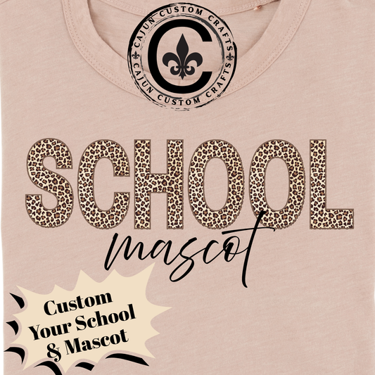 Leopard Custom School and Mascot School Spirit Tee | Unisex Short Sleeve T-Shirt for Back to School, Teachers, Students, Graduation, School Events