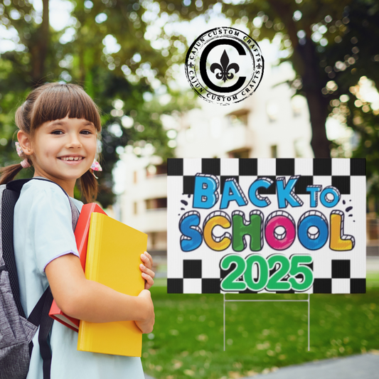 Colorful Back to School Lawn Sign, School Celebration Decor, Yard Sign for Kids