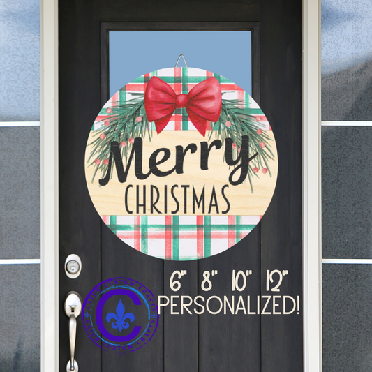 Merry Christmas Door Wood Sign, Rustic Home Decor, Kitchen Wall Art, Housewarming Gift, Family Name Plaque