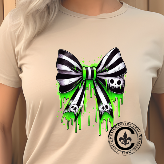 Gothic Bow Graphic Tee, Unisex Casual T-Shirt, Halloween Party Shirt, Alternative Fashion Top, Edgy Streetwear Style