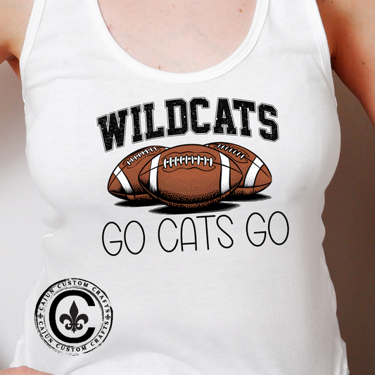 Go Cats Go, Wildcats Women's Racerback Tank Top, Perfect for Game Day, Sports Events, Tailgating, and Everyday Wear