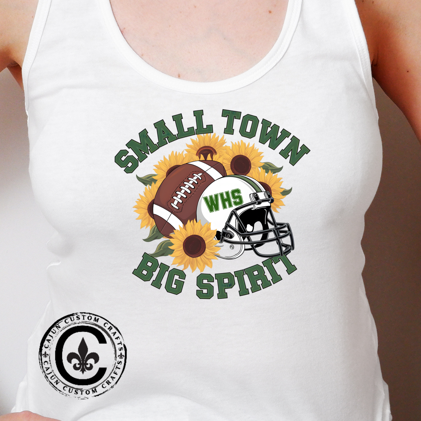 Small town, Big Spirit, Walker, Football, Women's Racerback Tank Top, Perfect for Game Day, Sports Events, Tailgating, and Everyday Wear