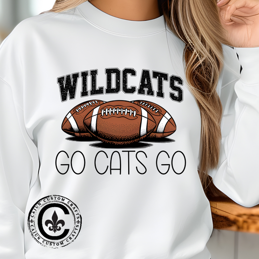 Wildcats Football Go Cats Go Sweatshirt | Unisex Crewneck | Game Day Apparel, Sports Hoodie, Relaxed Fit, Fan Gear, Gift for Football Lovers