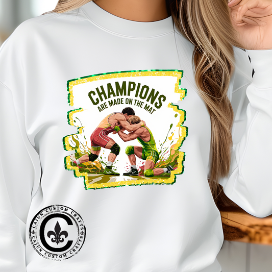 Green and Gold Vintage Champion Sweatshirt - Unisex Heavy Blend™ Crewneck with Retro Sports Graphic, Casual Wear, Gift for Sports Lovers, Cozy Outdoors