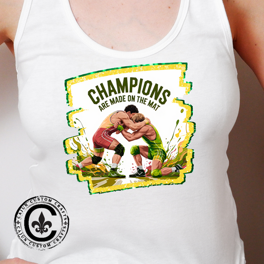 Green and Gold, Wrestling, Women's Racerback Tank - Perfect for Game Day, Workout, Casual Wear, Sports Events, Gifts