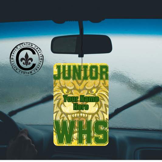 Personalized Junior WHS Wildcat Car Air Freshener, High School Spirit, Car Decor, Gift for Students, Aromatic Freshener, Unique School Pride
