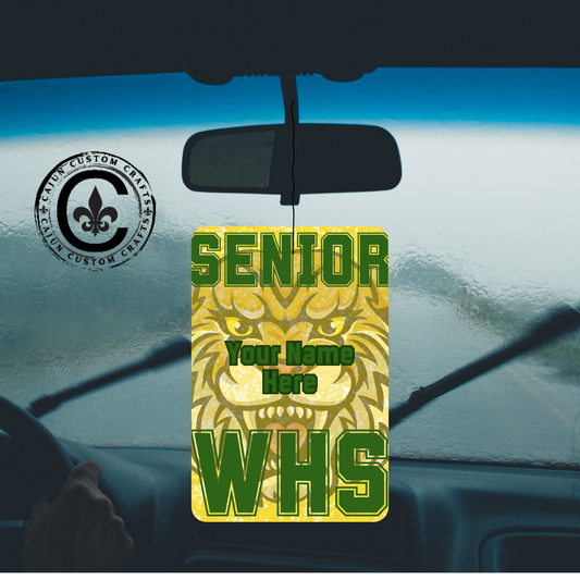 Personalized Senior WHS Wildcat Car Air Freshener, High School Spirit, Car Decor, Gift for Students, Aromatic Freshener, Unique School Pride