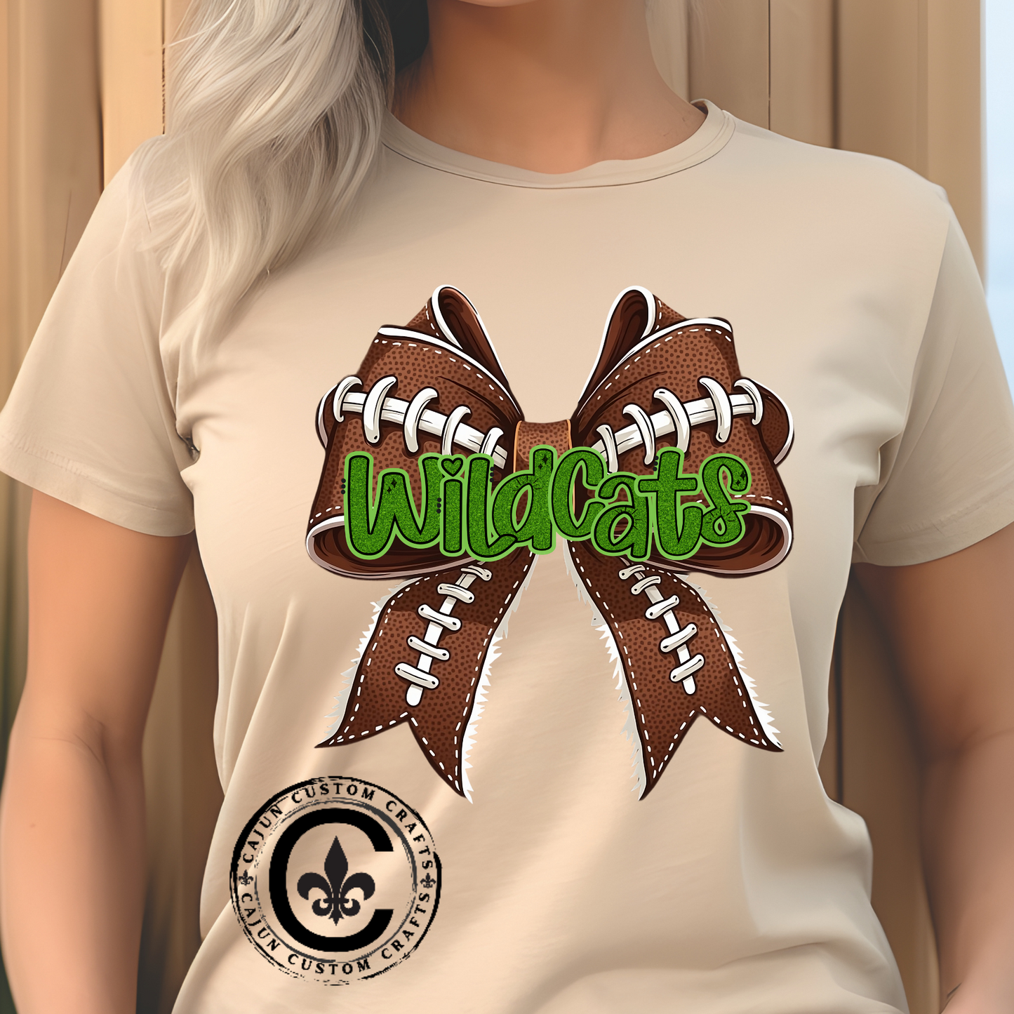 Wildcats Football Bow Unisex Heavy Cotton Tee | Sportswear, Team Spirit, Casual Wear, Gifts for Fans, Game Day Outfit