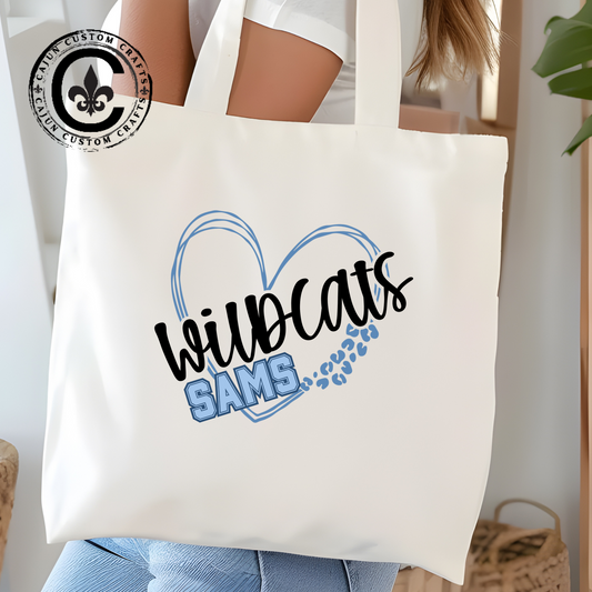 SAMS Wildcats Tote Bag, Eco-Friendly Shopping Bag, Custom Canvas Bag, School Spirit Tote, Gift for Teachers