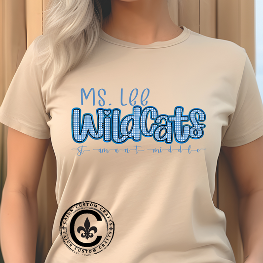 Personalized, St Amant Middle WildcatsUnisex Tee, Cute Cotton Shirt, School Spirit Apparel, Family Gatherings, Casual Wear, Gift for Students, Personalized Designs