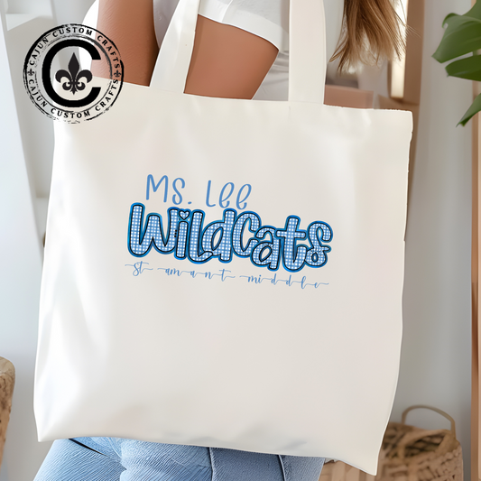 Personalized St Amant Middle Wildcats Tote Bag, Eco-Friendly Shopping Bag, Custom Canvas Bag, School Spirit Tote, Gift for Teachers