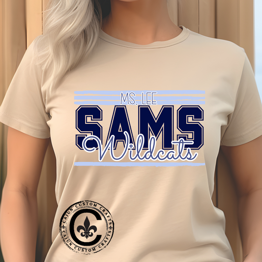 Personalized, SAMS Wildcats, St Amant Middle School, Team Spirit, Unisex Tshirt, Add your name