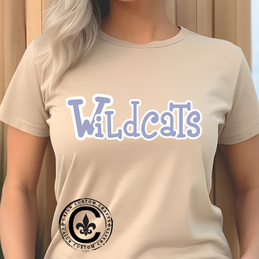 Blue Wildcats Unisex Tee, Cute Cotton Shirt, School Spirit Apparel