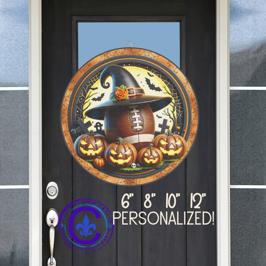 Football Halloween Themed Wood Sign, Spooky Decor, Fall Decoration, Pumpkin Wall Art, Rustic Home Decor, Unique Gift Idea