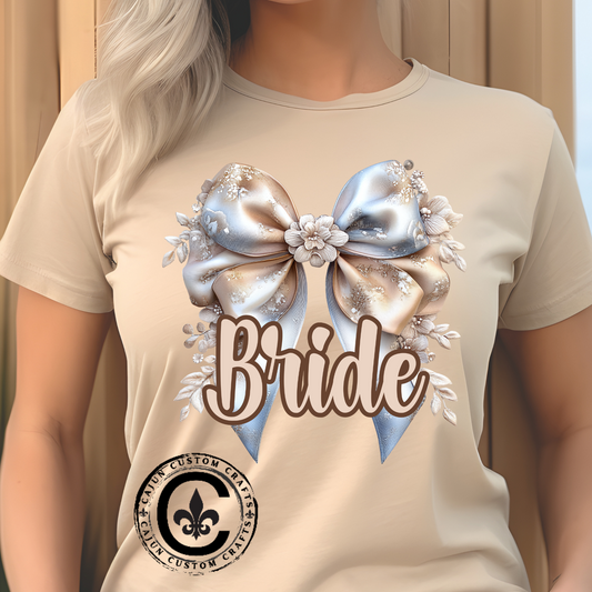 Bride Bow Unisex Heavy Cotton Tee, Wedding Gift, Bridal Shower Tee, Engagement Outfit, Bachelorette Party Apparel