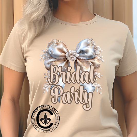 Bridal Party Bow Unisex Heavy Cotton Tee, Wedding Gift, Bridal Shower Tee, Engagement Outfit, Bachelorette Party Apparel