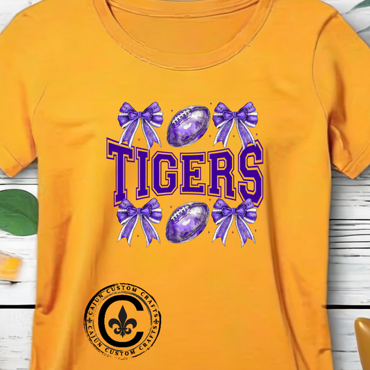 LSU Gold Day, Tigers, Bows, Football Tee, Cute Football T-Shirt, Gift for Sports Lovers, Unique Football Apparel, Casual Everyday Wear