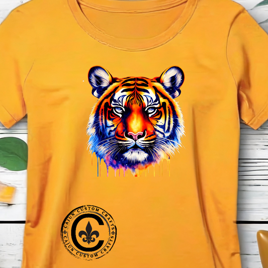 LSU Gold Day, Colorful Tiger Head Football Tee, Cute Football T-Shirt, Gift for Sports Lovers, Unique Football Apparel, Casual Everyday Wear