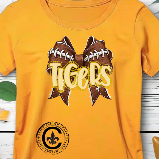 LSU Gold Day,  Football bow, Tigers, Tee, Cute Football T-Shirt, Gift for Sports Lovers, Unique Football Apparel, Casual Everyday Wear