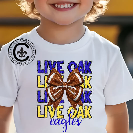 Live Oak Eagles Football Tee for Kids, Youth Sports Shirt, Fun Game Day Outfit, Birthday Gift, Team Spirit Apparel, Family Sportswear