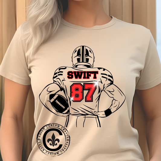 Swift 87 Unisex Heavy Cotton Tee, Football Fan Shirt, KC Chiefs, Kelce, Swiftie, Engaged