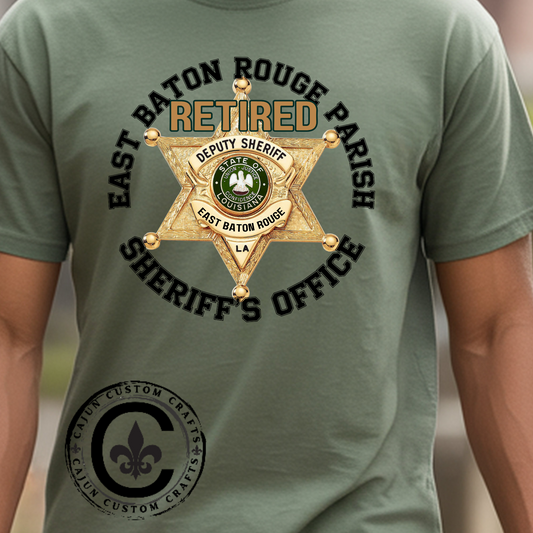 EBRSO Badge Retired Sheriff Heavy Cotton Tee, Unisex Tee, Law Enforcement Gift, Retirement Celebration T-shirt