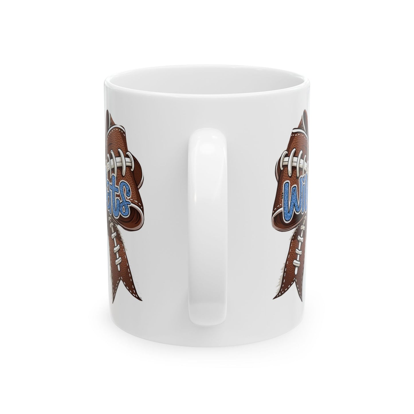 Blue, Glitter, Football, Bow, Wildcats Ceramic Mug - Cute Coffee Cup