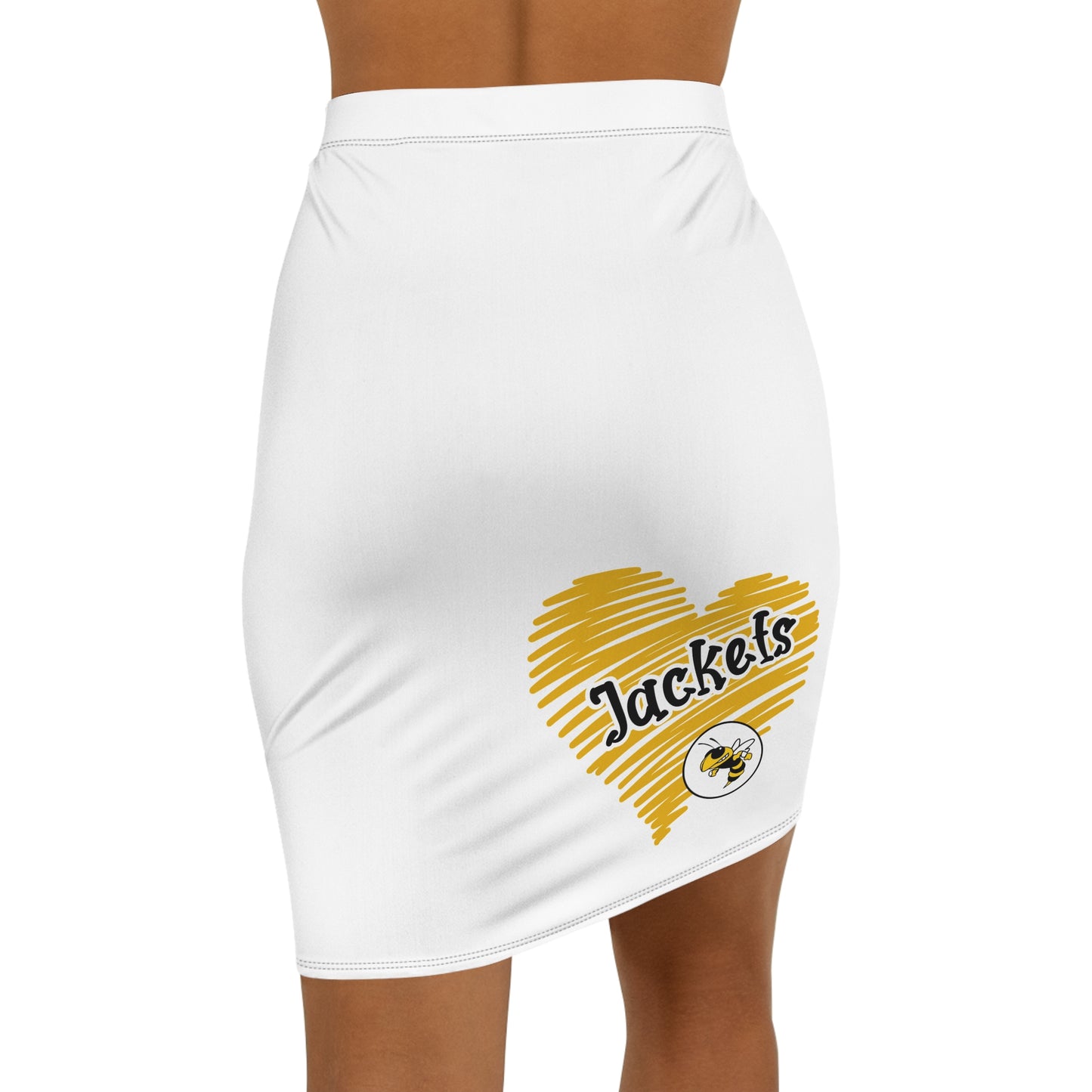 White Yellow Jackets Women's Pencil Skirt, Stylish Skirt, Fun Night Out