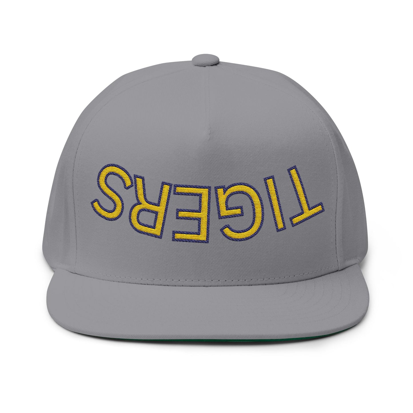 Tigers Embroidered Flat Bill Cap with 'TIGERS' Design, Trendy Snapback Hat, Sports Fan Gear, Casual Wear, Unique Gift for Him/Her