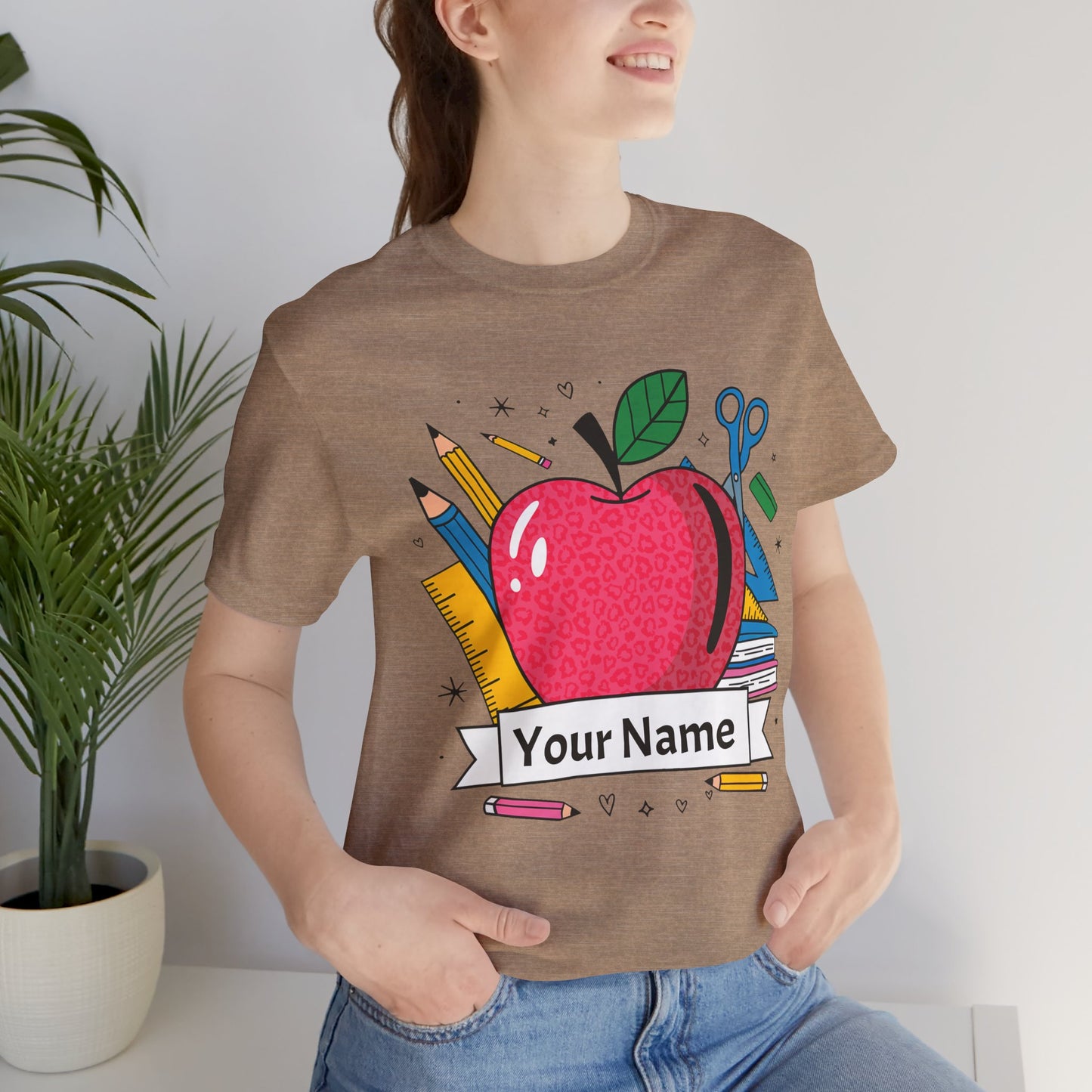 Personalized Teacher T-Shirt, Custom Apple Tee, Back to School Gift,