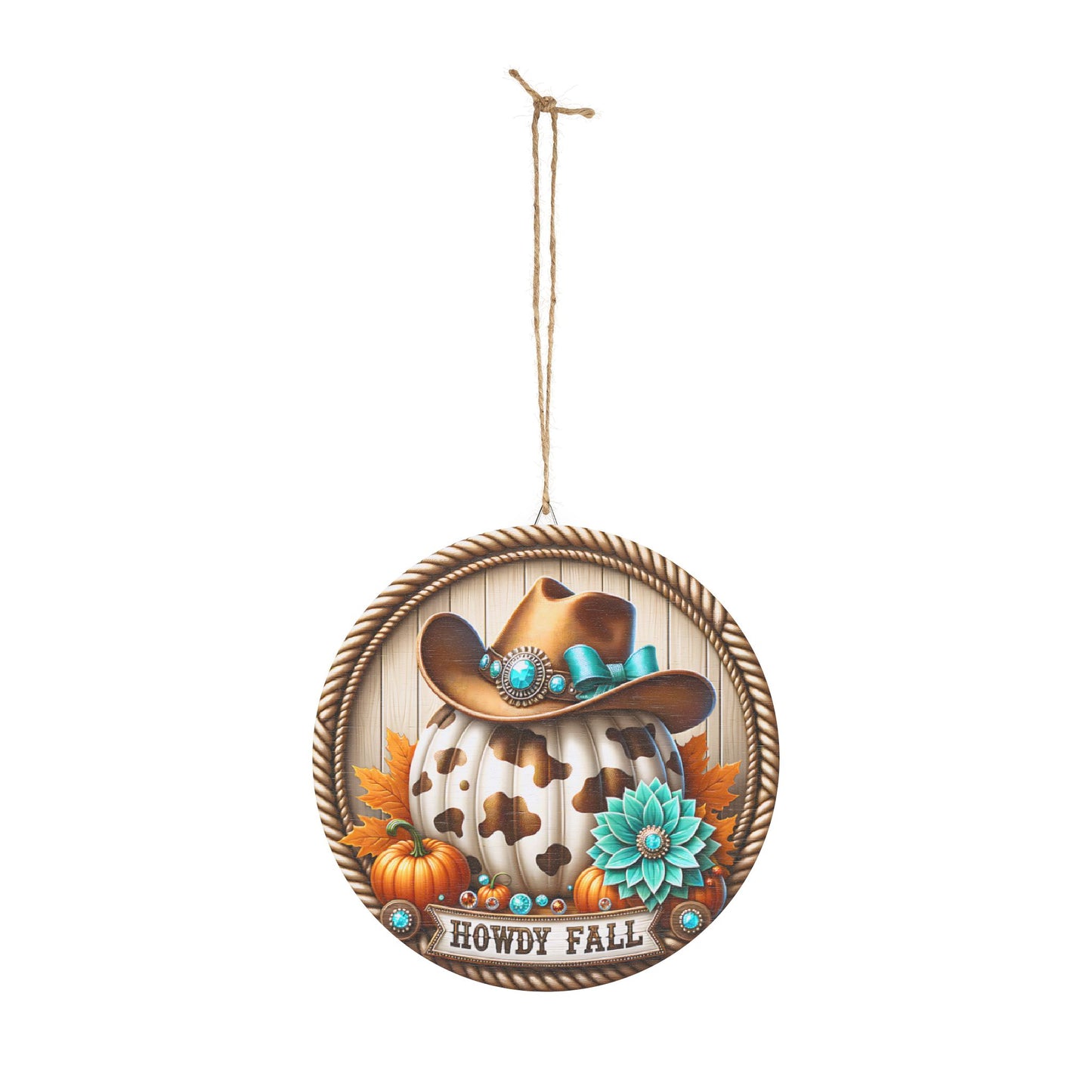 Howdy Fall, Wooden Home Decor, Farmhouse Wall Art, Country Style Sign, cowprint, cowgirl hat, turquoise