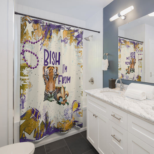 Colorful Shower Curtain with Tiger Design, I'm From Louisiana, Tiger pride in your bathroom!