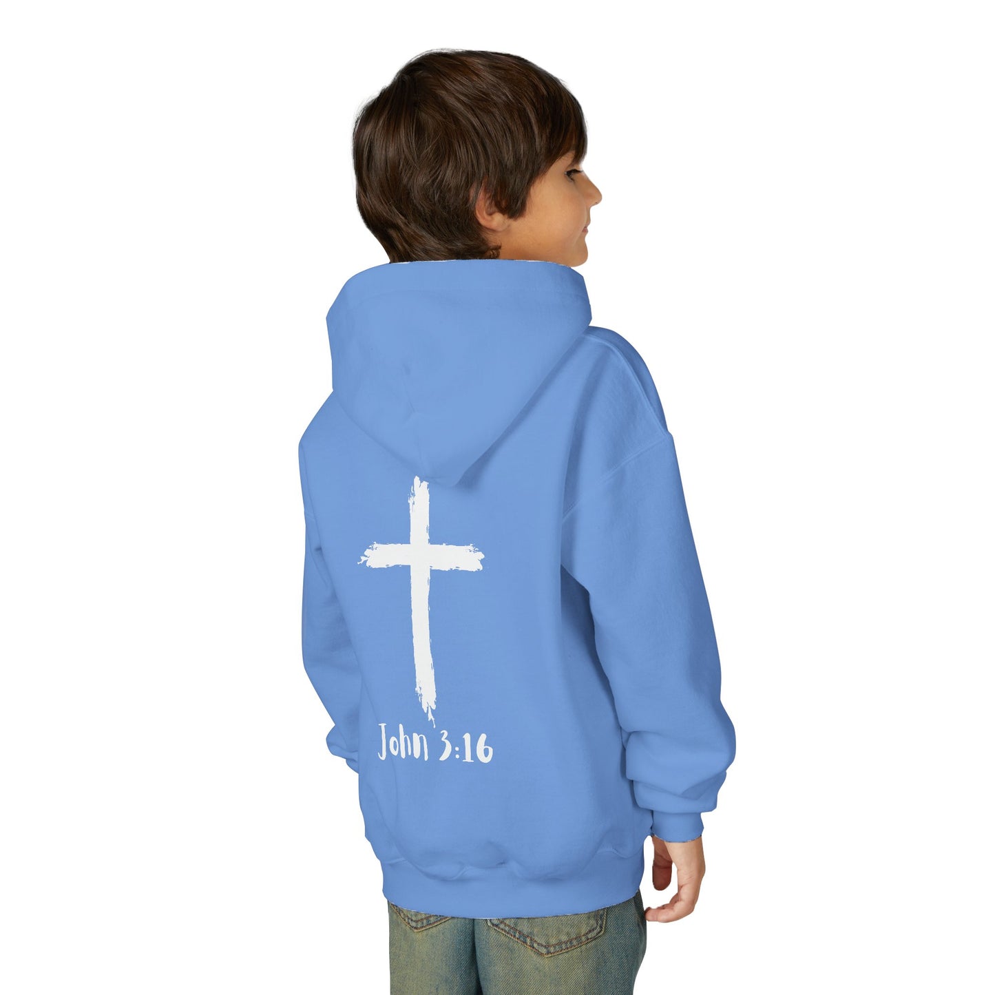 Thank you Jesus, John 3:16 Youth Heavy Blend Hooded Sweatshirt, Thank U Jesus Faith Hoodie, Christian Youth Apparel, Religious Gift for Teens, John 3:16 Inspired