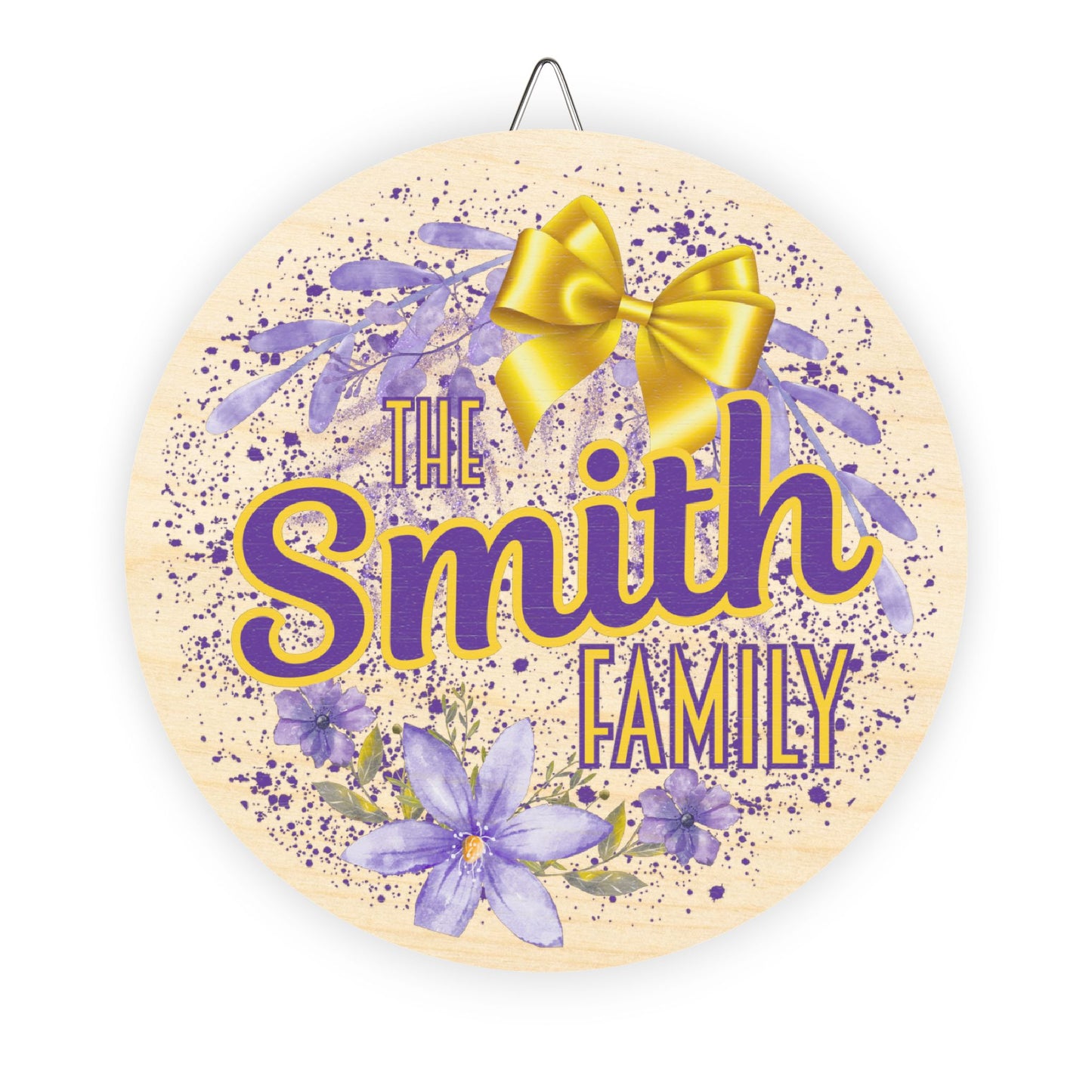 Personalized, LSU, Purple Gold, Family Name, Welcome Door, Decor, Sign, Wreath, Wooden Door Hanger
