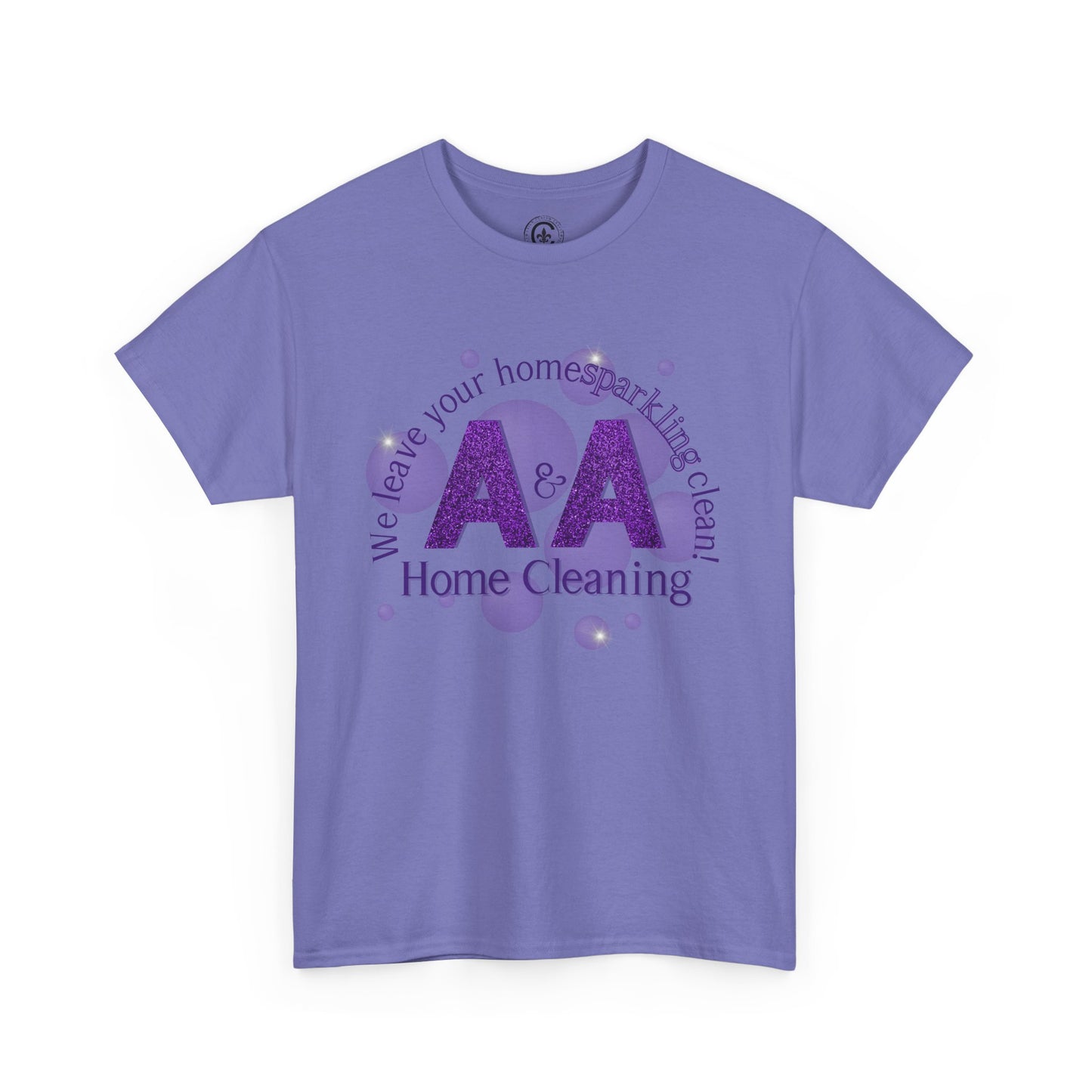 A&A Cleaning Services, Logo, Purple on Gold Crew Neck unisex tshirt, Gildan