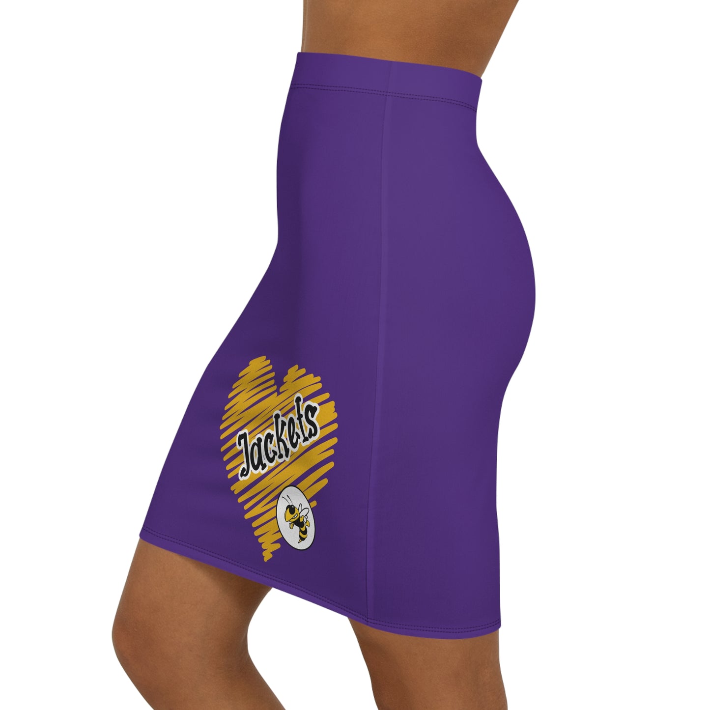 Purple Yellow Jackets Women's Pencil Skirt, Stylish Skirt, Fun Night Out
