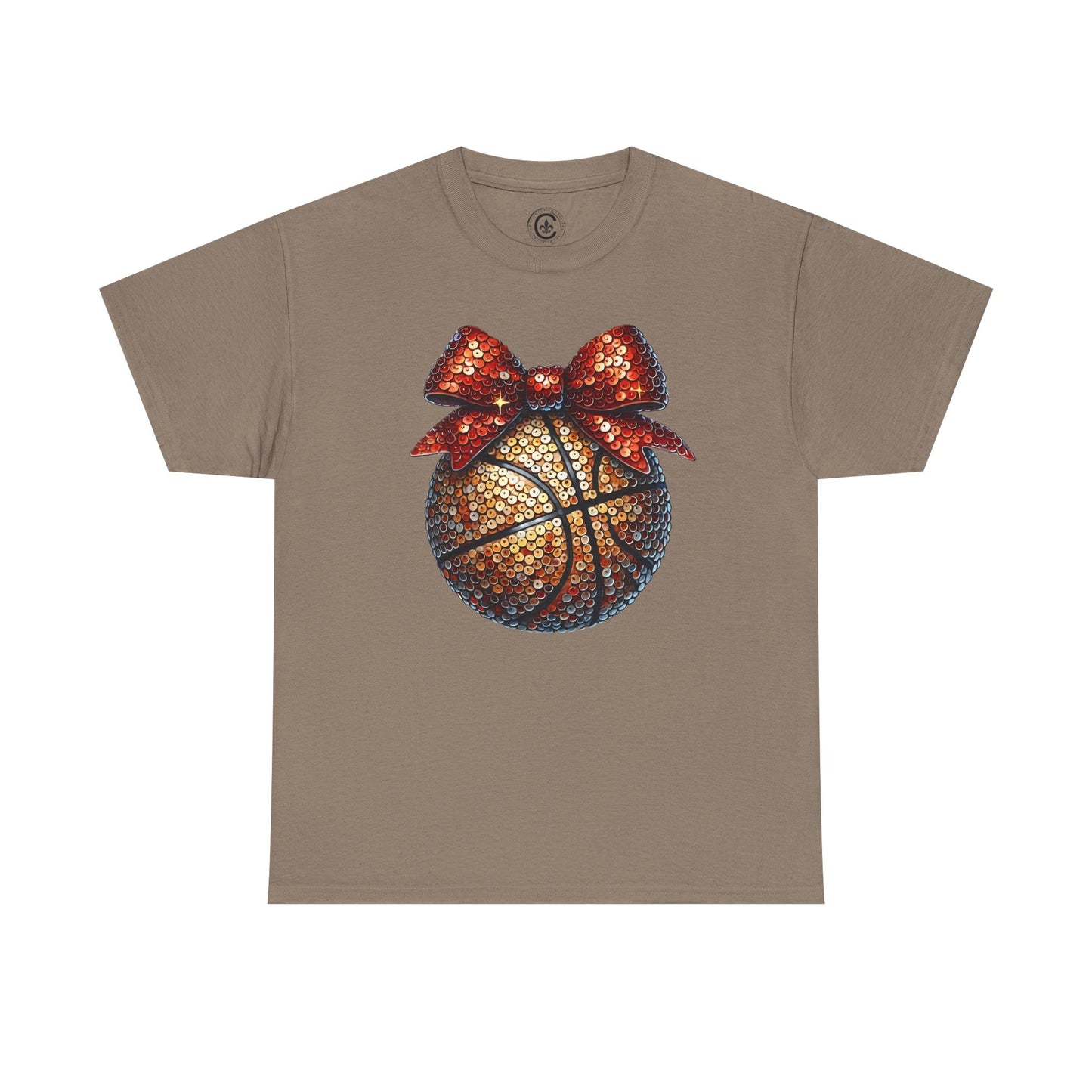 Basketball Glitter with a Bow Tee: Unisex Heavy Cotton Shirt for Sports Lovers, Gift, Basketball Fans