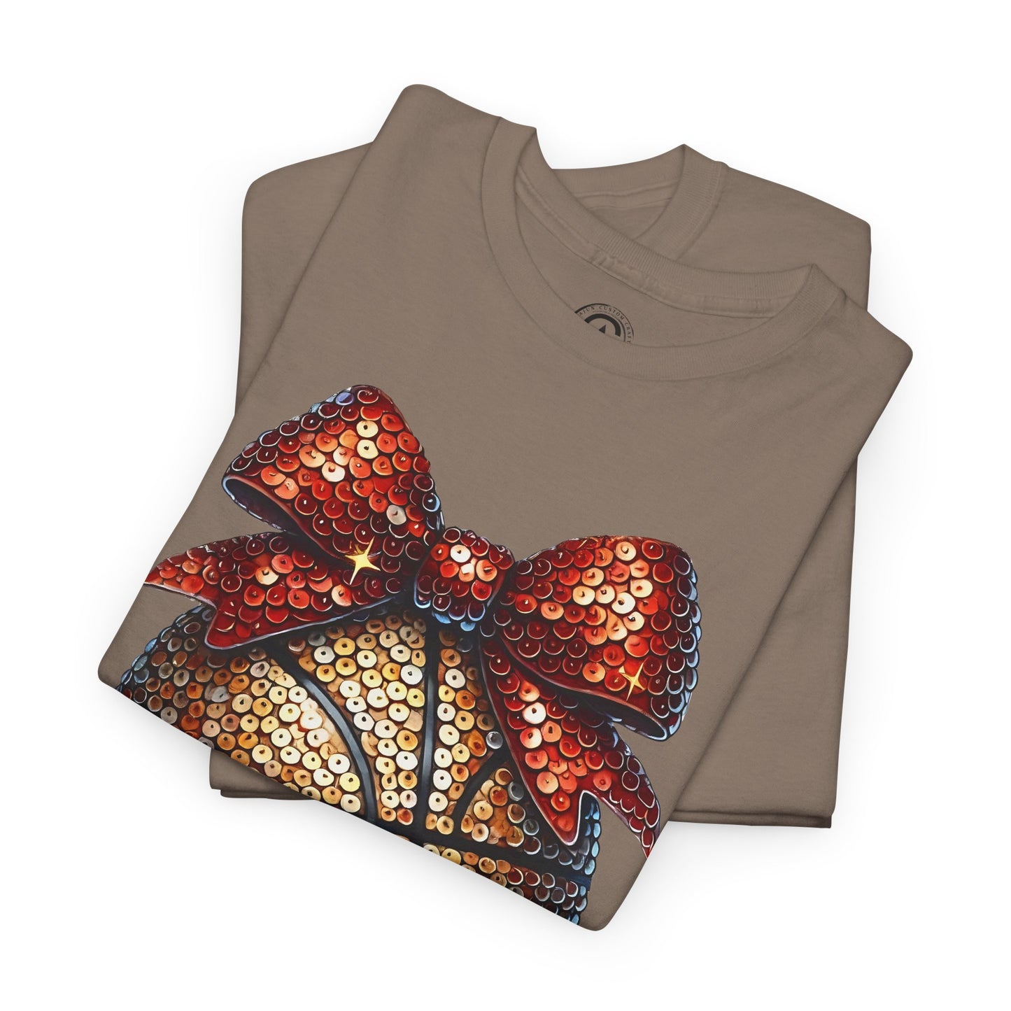 Basketball Glitter with a Bow Tee: Unisex Heavy Cotton Shirt for Sports Lovers, Gift, Basketball Fans