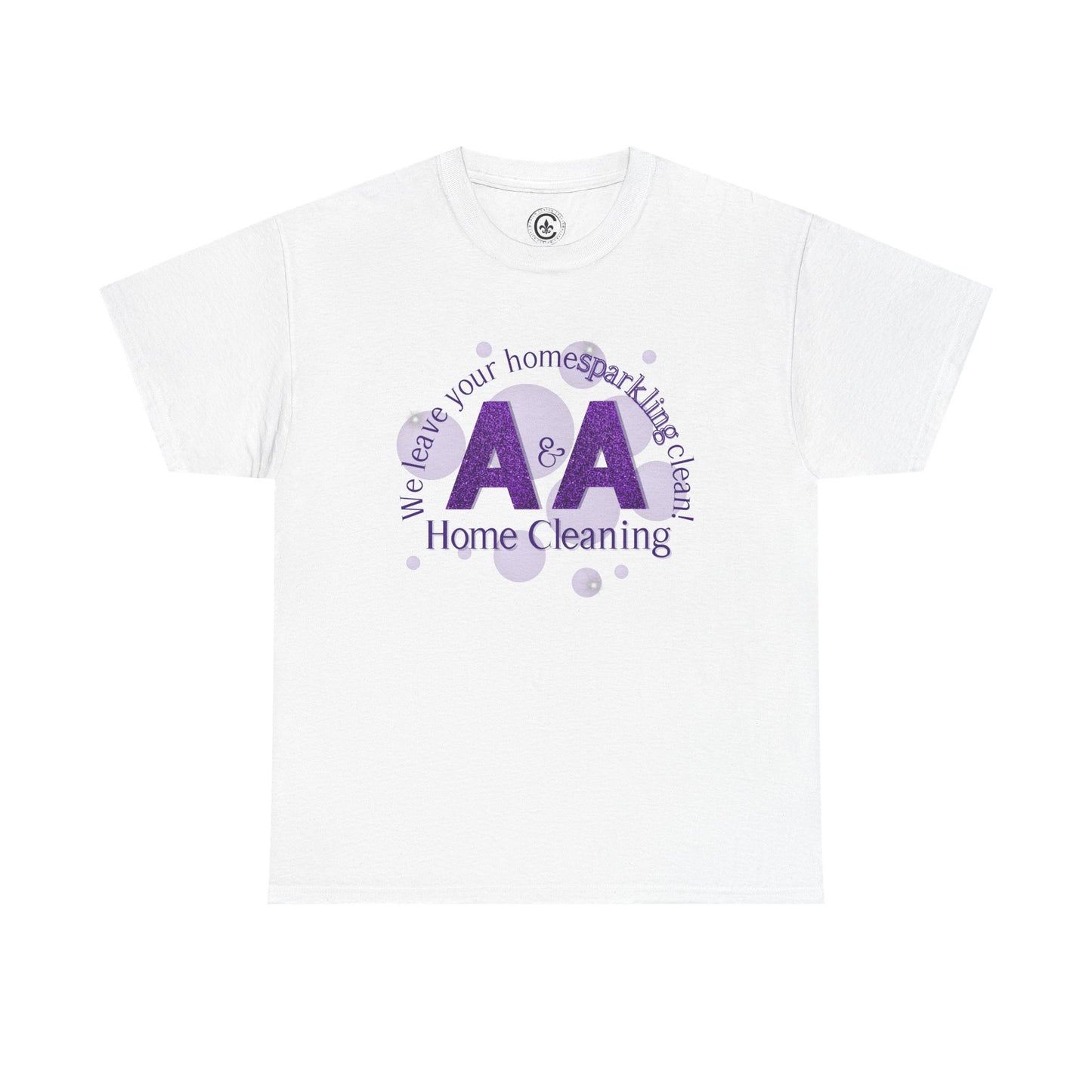 A&A Cleaning Services, Logo, Purple on Gold Crew Neck unisex tshirt, Gildan